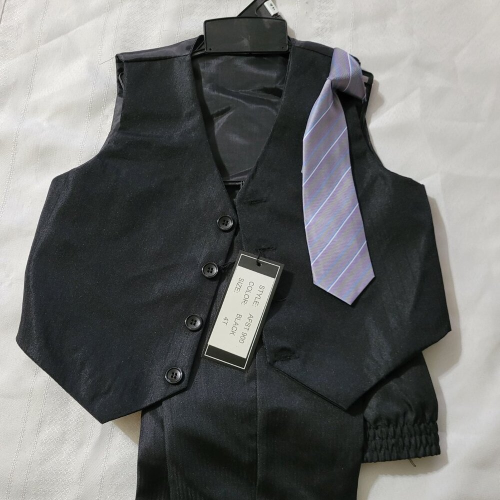 Andrew Fezza 4T Boys vest Elastic waist pants & tie set NWT. Mixed Bin Z30